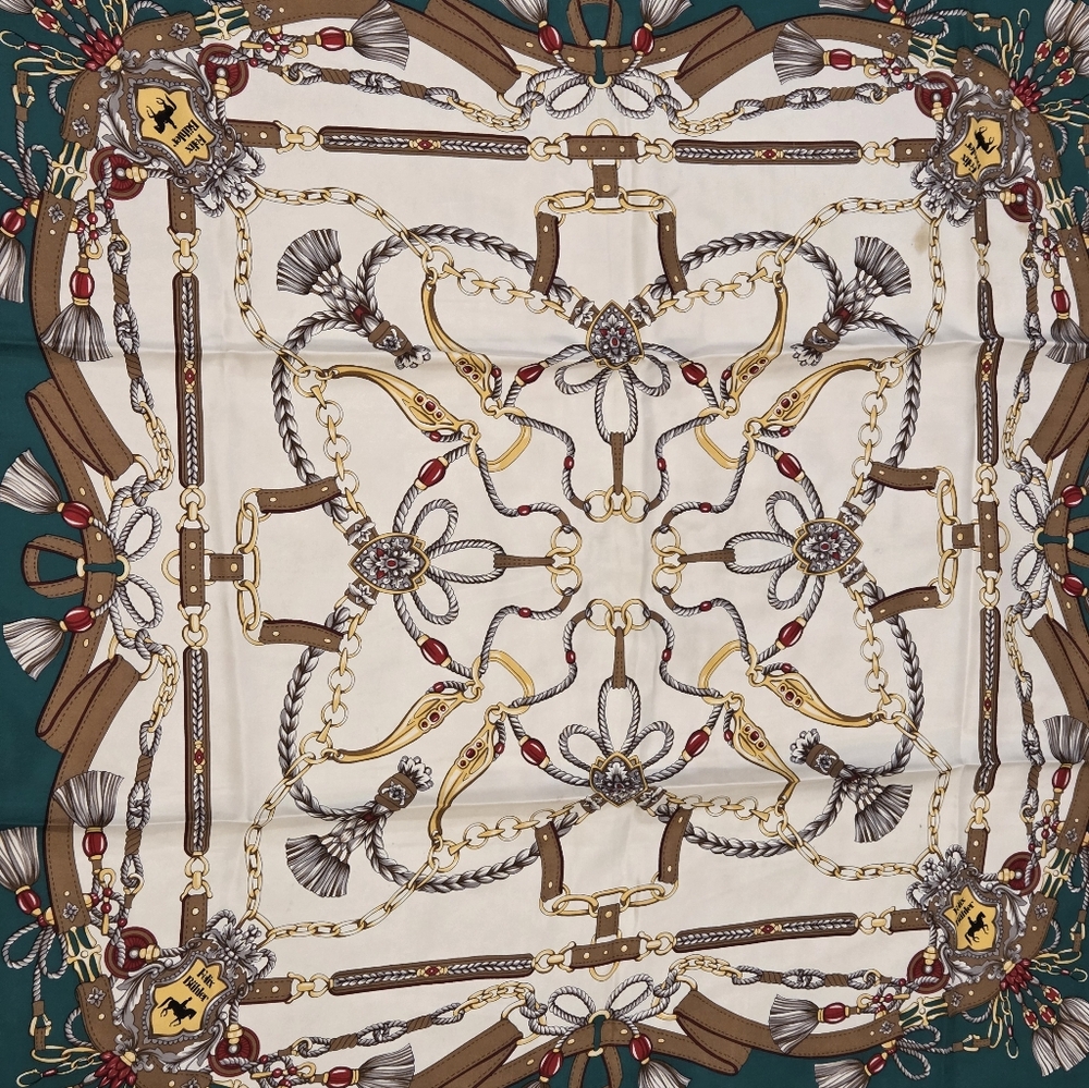 Vintage Chain and Equestrian Print Scarf